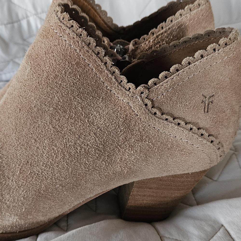 Frye Pink and Tan Suede Ankle Booties Western Style